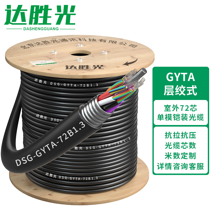 达胜光 GYTA室外光缆电信级国标光缆 72芯3000米 层绞式单模铠装户外光纤线 DSG-GYTA-72B1.3