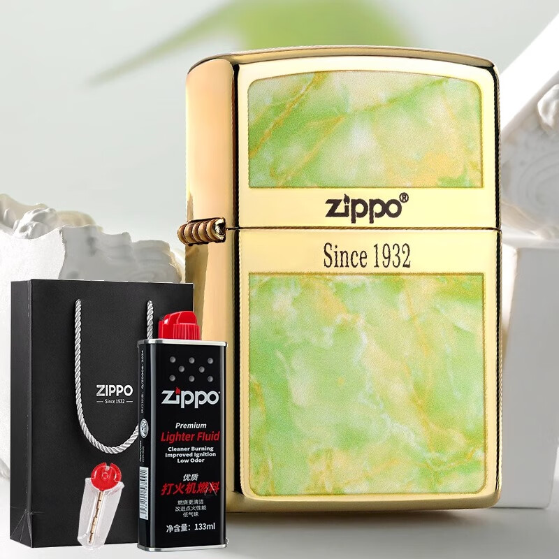 zippo官方正品打火机珐琅大理石纹叠翠流金防风煤油送男士礼物 叠翠