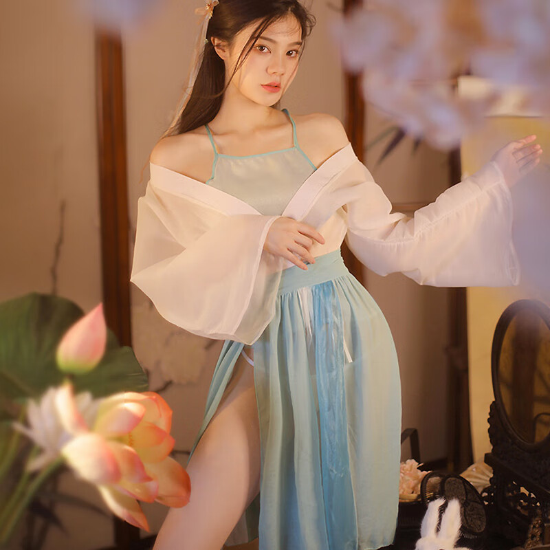诱惑古风汉服肚兜激情套装性感古装cosplay制服私房女透视装 均码