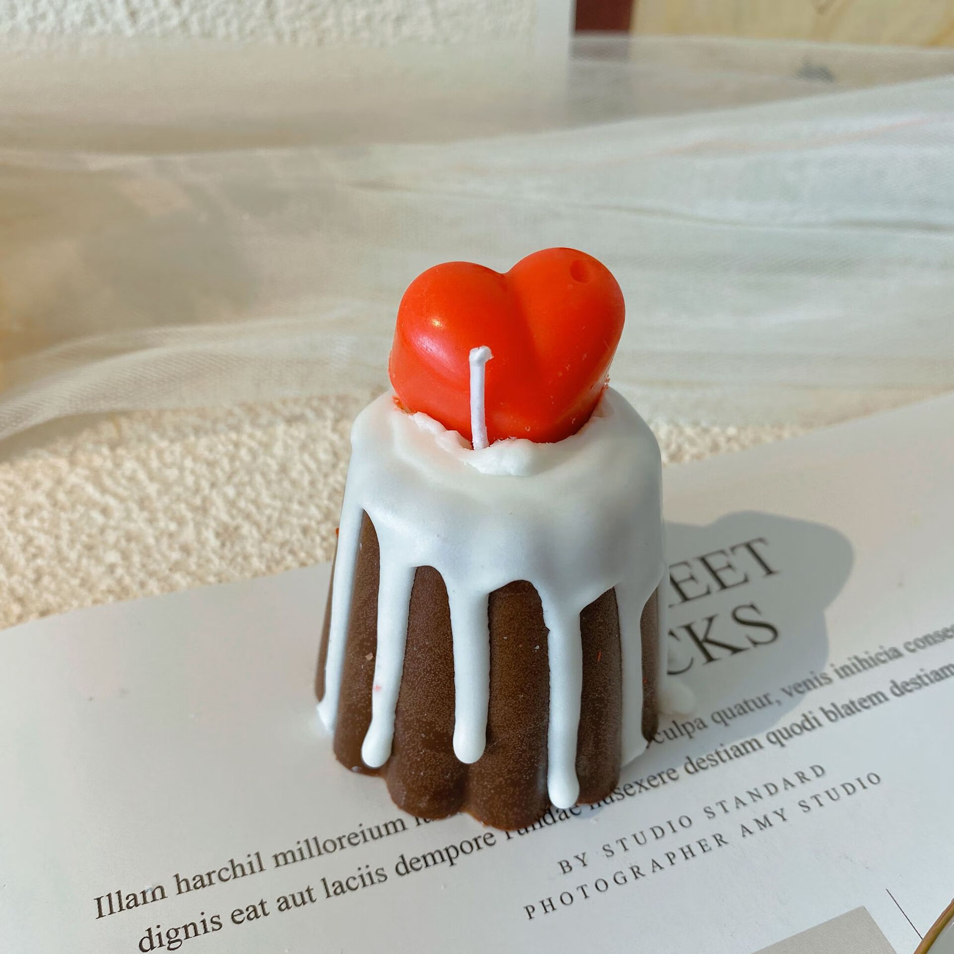 爱心可露丽香薰蜡烛蛋糕创意生日礼物可爱闺蜜小众高颜值 5*5*6cm