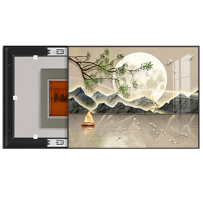 喚墻現(xiàn)代電表箱裝飾畫2025新款免打孔遮擋配電箱強電箱掛畫餐廳電閘箱 一帆風(fēng)順 液壓50*40【遮蓋電表箱40x30】