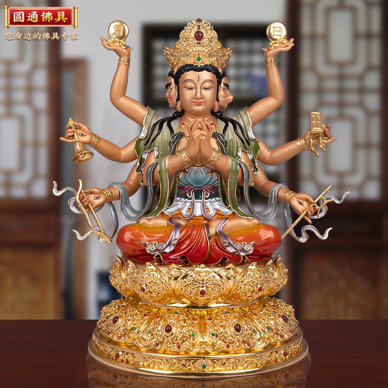 圆通斗姆元君神像台湾铜贴金彩绘斗母星君斗姥元明君像道姥天尊 斗姆