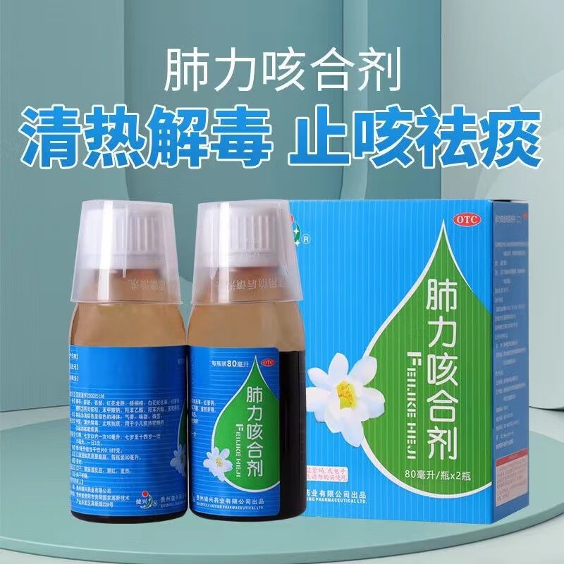 健兴肺力咳合剂 80ml*2瓶清热解毒止咳化痰咳嗽痰黄成人儿童小儿咳嗽