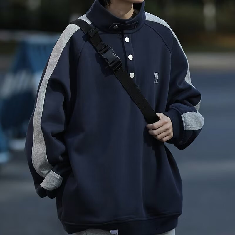 POUM男装联名情侣卫衣男秋冬季美式加绒加厚嘻哈痞帅保暖外套无帽上衣 WLFS-926灰色 L