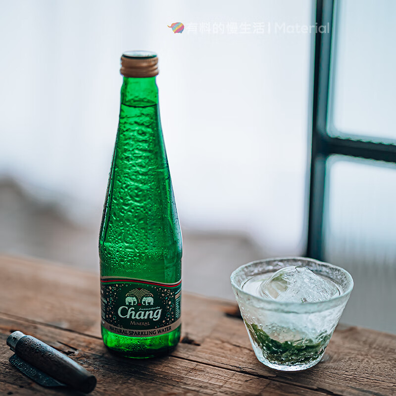 邦晖嘉整箱泰国chang气泡水大城府无糖水350ml玻璃瓶 象牌含气水【350