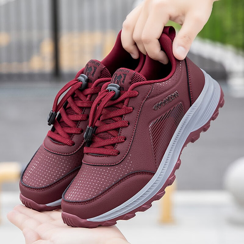 足力健健康老人鞋女软底中老年休闲健步鞋夏天透气轻便妈妈运动鞋情侣