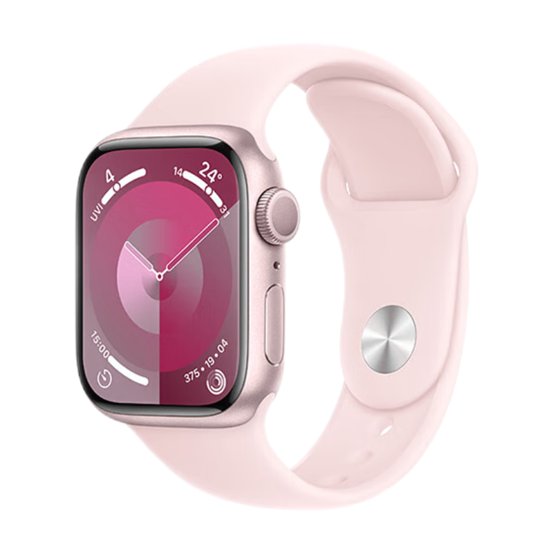 Apple 苹果 Watch Series 9 智能手表 GPS款 41mm 亮粉色 橡胶表带 S/M