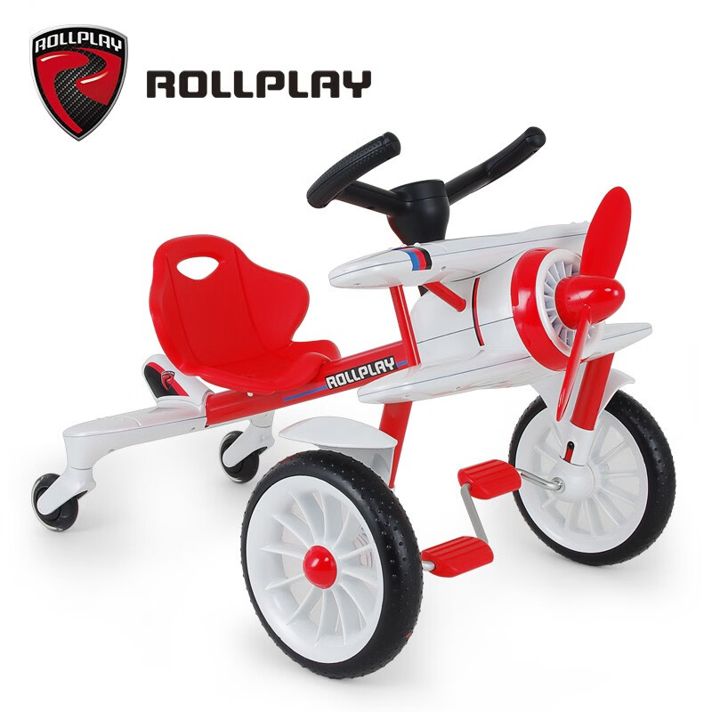 美国rollplay 如雷 儿童脚踏漂移车小飞机三轮玩具车 白色