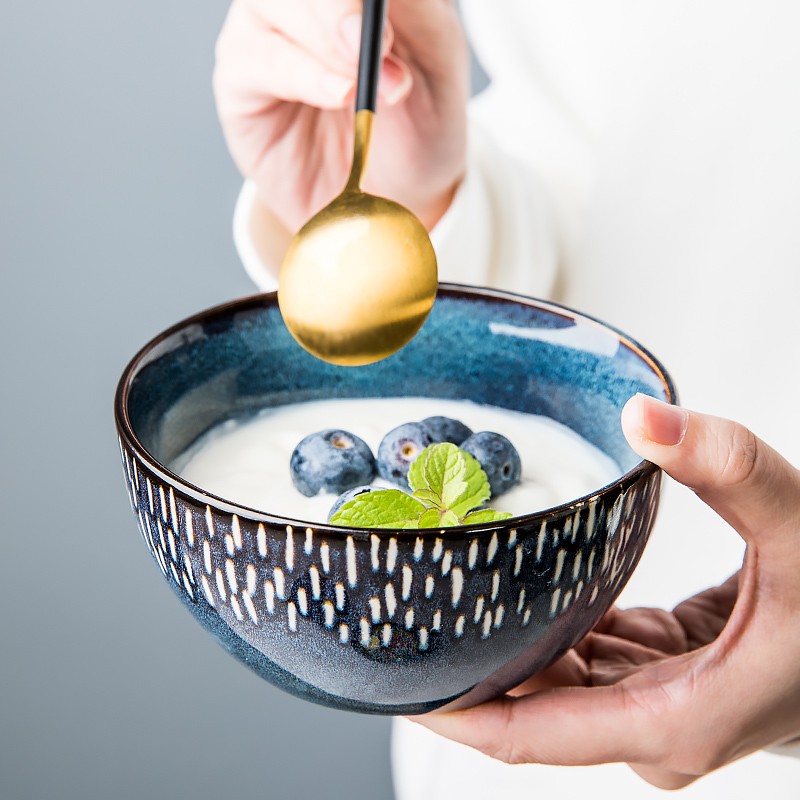 悠瓷（youcci）繁星5英寸饭碗厚实好看的米饭碗家用盛汤喝粥小碗蓝色窑变陶瓷碗 繁星系列-5英寸圆碗