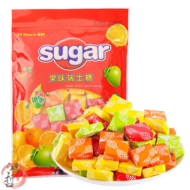 混合水果味软糖果散装零食结婚喜糖袋装年 果味瑞士糖455g*2袋