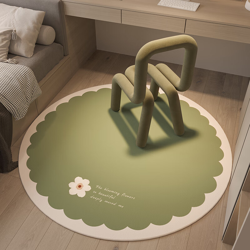 季象圆形电脑椅地垫客厅卧室毯子转椅垫书房家用椅子保护垫电竞椅脚垫 SJR-绿茵饼干-圆形 直径60cm