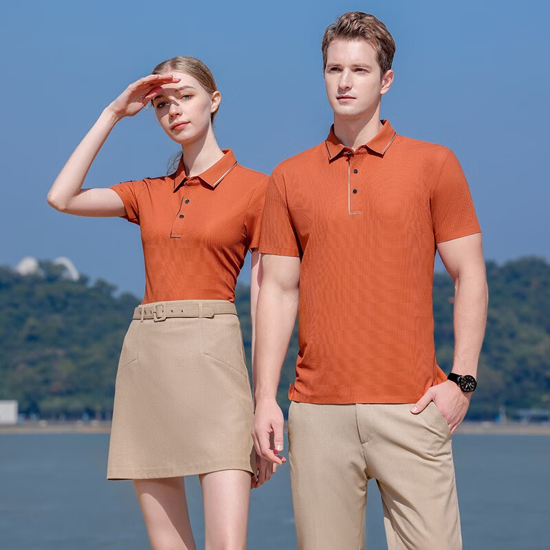 企业团体翻领polo衫t恤定制工装logo广告文化衫同学聚会工作服装 橘红