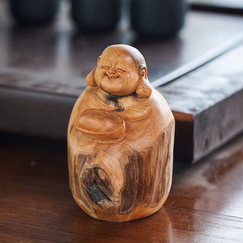 崖柏根雕小摆件弥勒佛手把件天然随形树根原木木雕雕刻工艺品摆件 99