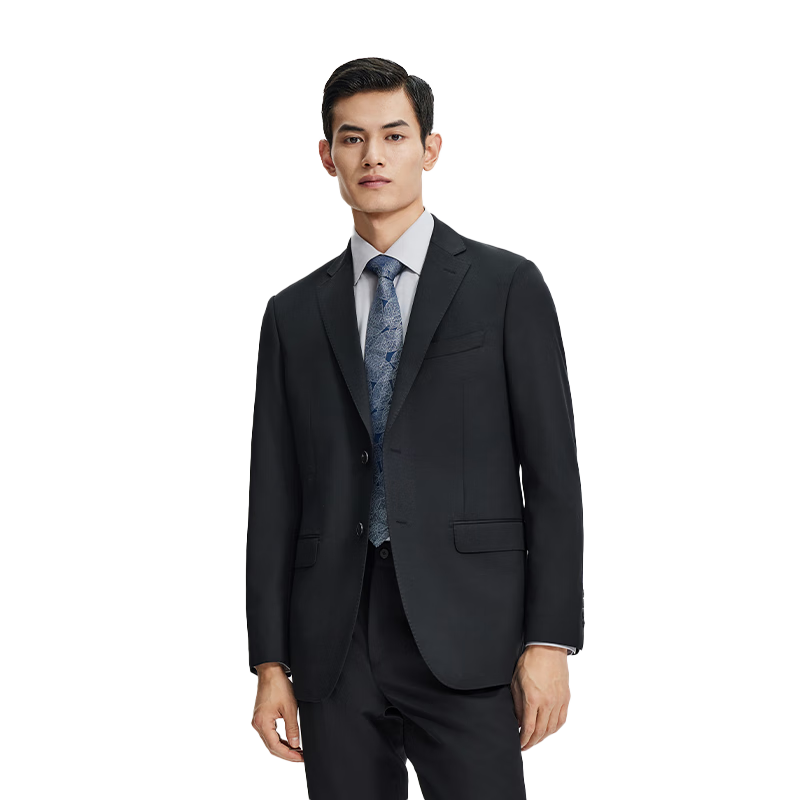 金利來【可機(jī)洗羊毛】秋冬男士西服易打理商務(wù)高級正裝西裝 黑色 L
