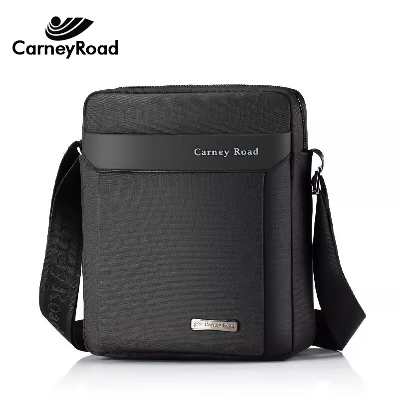 CARNEY ROAD卡尼路出口高品质男士单肩包男斜挎包出差商务背包防水牛津布包  咖啡大号（宽20*高25.5*厚7cm）