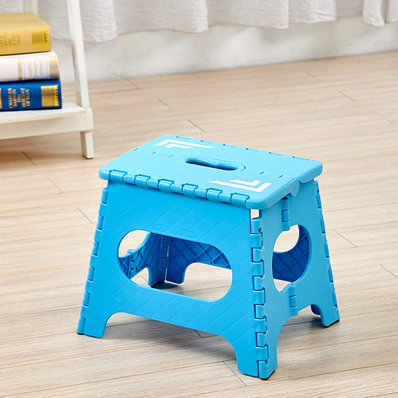儿童家用折叠靠背椅加厚凳子塑料靠背便携式家用椅子户外创意小板凳儿童 高27CM蓝色