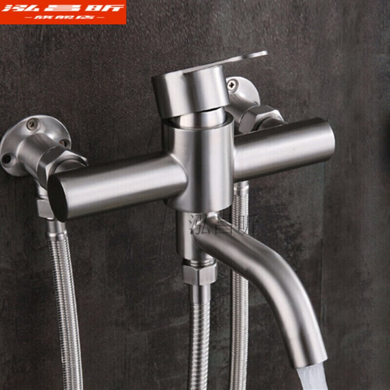 通用热水 器304不锈钢明装混水阀淋浴龙头开关冷热下出水龙头花洒套装