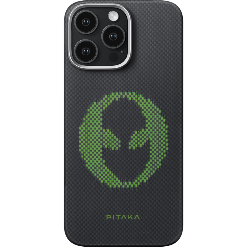 PITAKA适用苹果iPhone16ProMax手机壳Aries联名发光壳磁吸凯夫拉碳纤维纹超薄上下包保护套 外星人