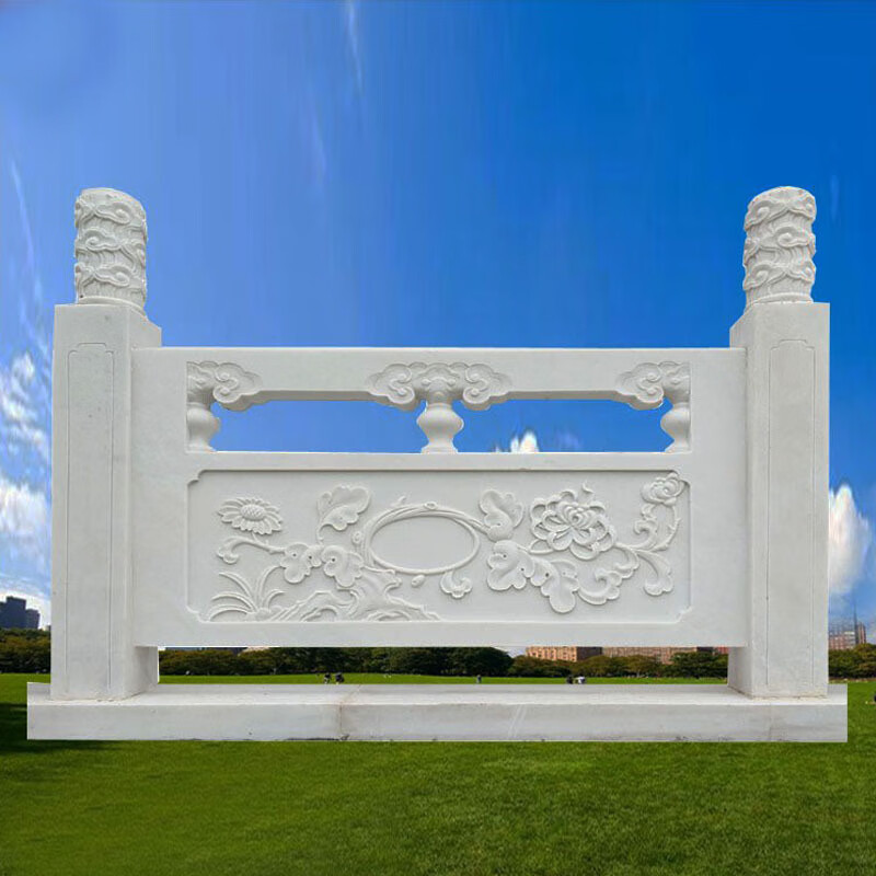 瀛乐 石雕栏板汉白玉旗台栏杆 梅兰竹菊大理石栏板石拱桥摆件厂家供应