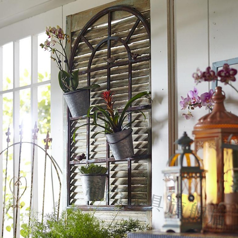 蒲恋 墙上花架铁艺花架子客厅挂墙地中海壁挂墙上装饰画阳台墙壁 复古