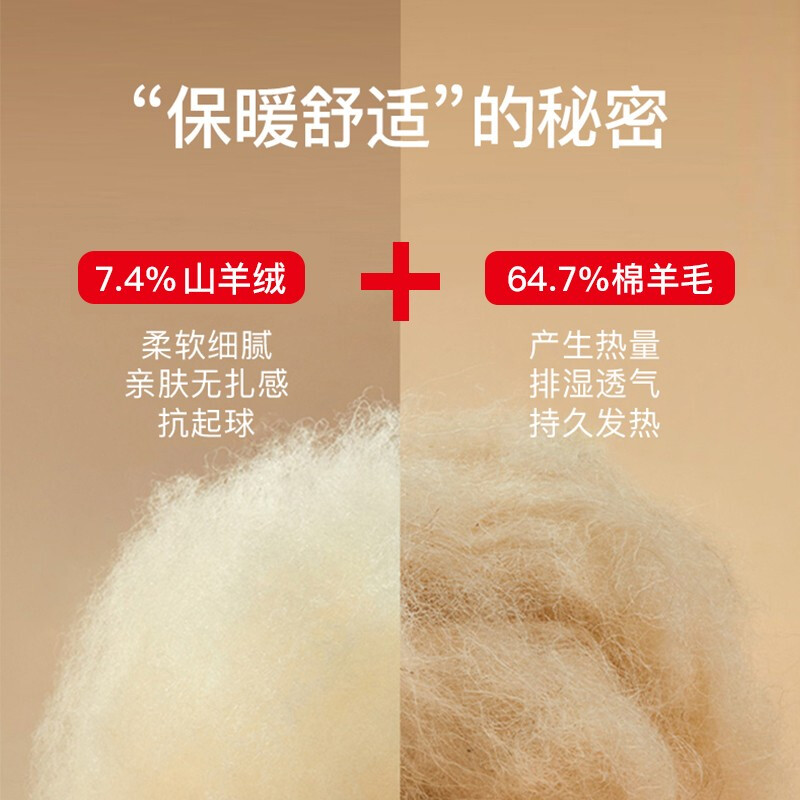 恒源祥羊毛护膝男女士保暖加厚关节防寒膝盖秋冬季老寒腿中老年人护腿 深灰色【修身薄暖】 XL(135斤-165斤)