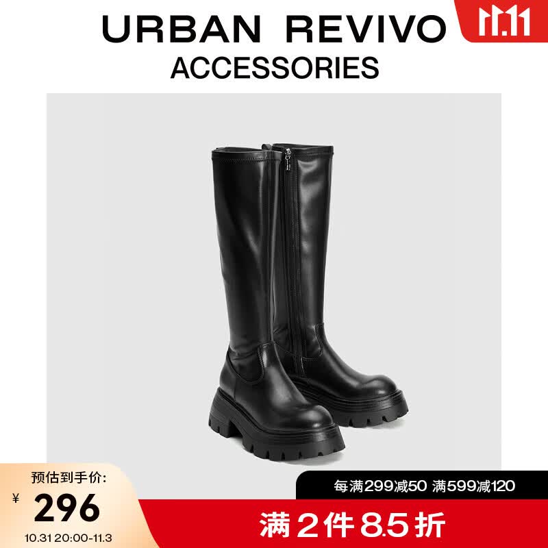URBAN REVIVO预售2023秋冬女时尚休闲经典弹力厚底长靴UAWS30041 黑色 37怎么样,好用不?