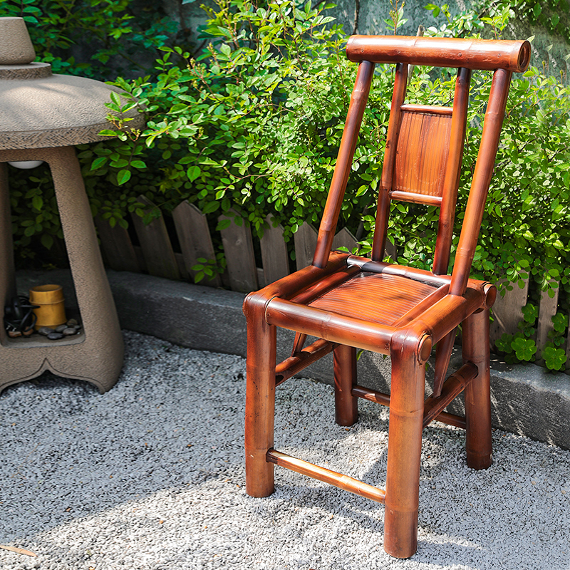 汉韵堂传统手工竹椅老式竹编休闲靠背椅子单人靠椅中国风编织凳子 cz