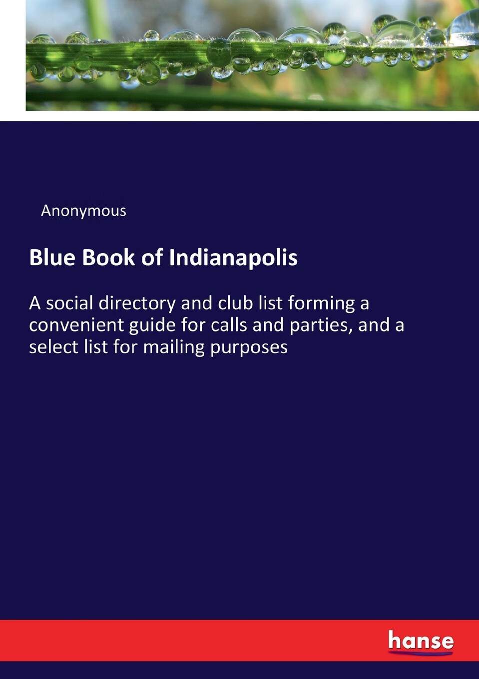 【预售 按需印刷】blue book of indianapolis