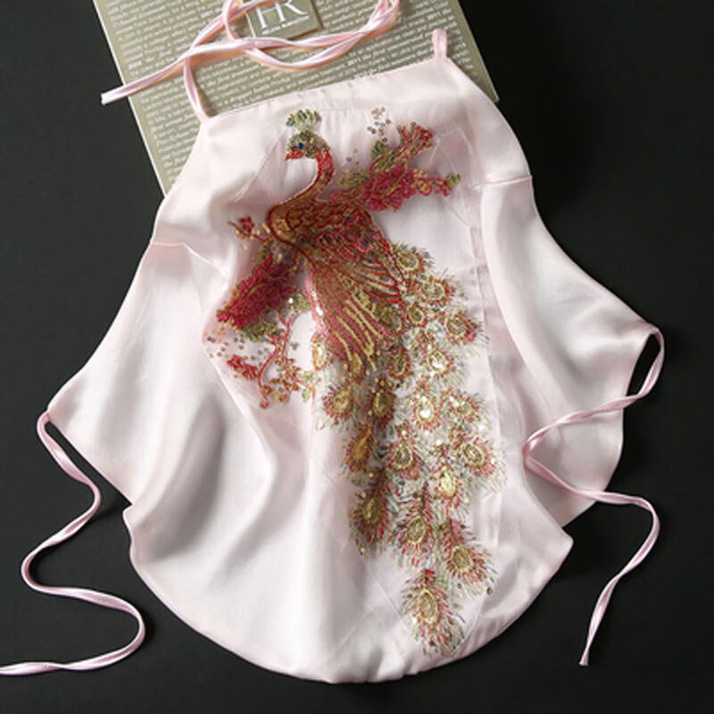 艾方鸟肚兜 成人女士真丝睡衣刺绣桑蚕丝吊带复古中国风丝绸汉服家居