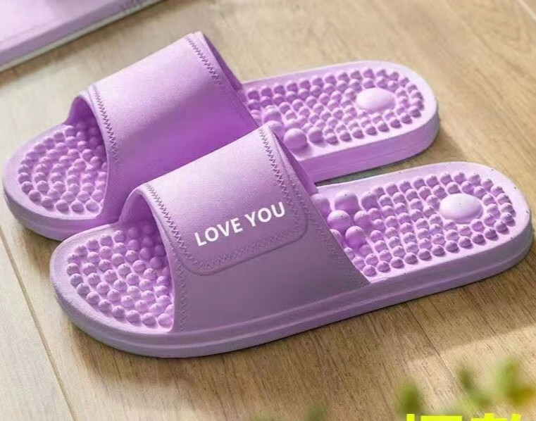 穴位按摩拖鞋女夏天室内防滑家用浴室洗澡情侣足疗 凸凹按摩拖[紫色]