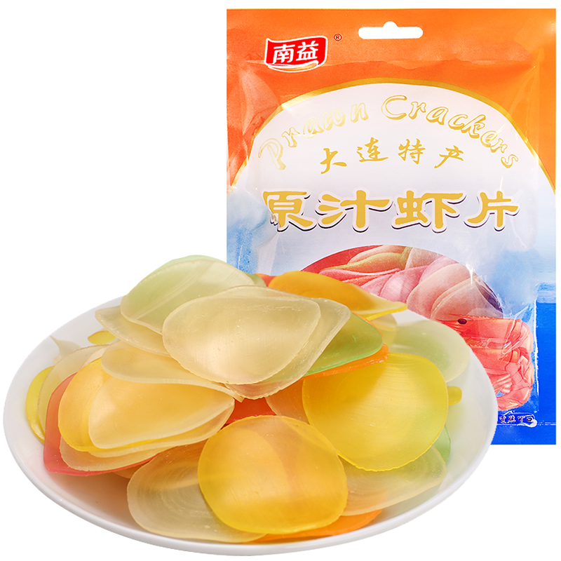 南益 虾片150g 休闲零食网红龙虾片油炸彩色生虾片原料膨化食品怀旧