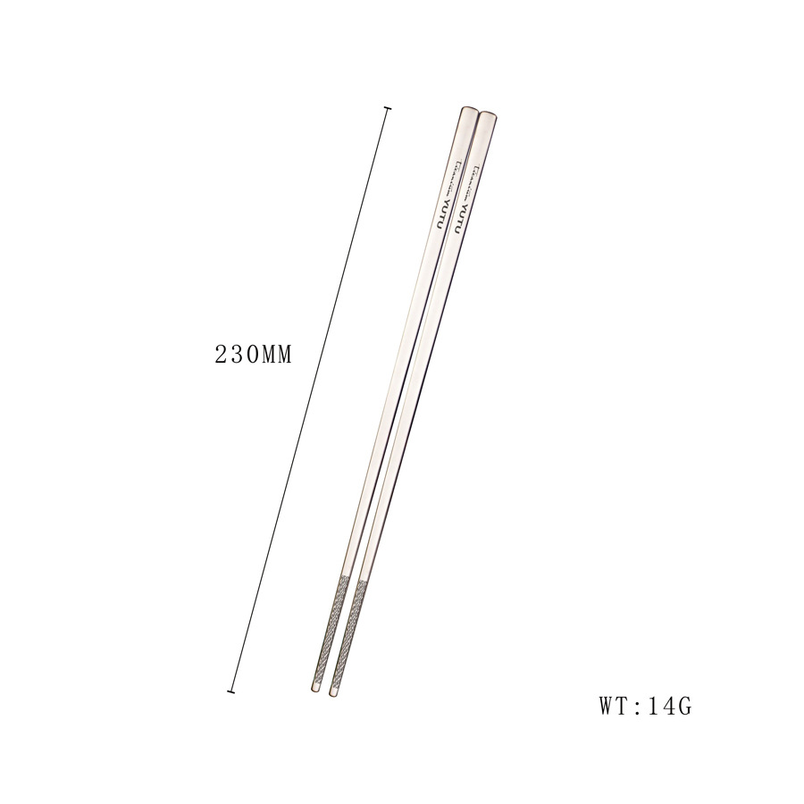 家用筷子套装加长筷子钛勺子钛叉子 银色纯钛餐筷23厘米(一双)普通装