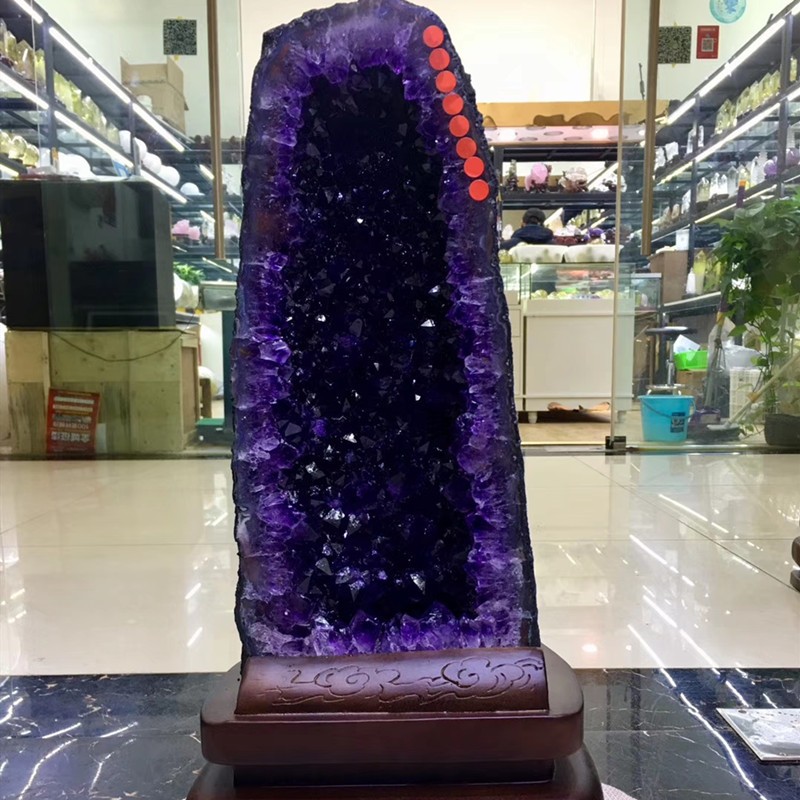 君政原矿紫晶洞摆件颜色浓郁颗粒饱满品相端正家居办公摆放 紫色