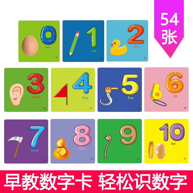 儿童数字卡片1到20幼儿园宝宝早教启蒙认数识数0-20玩具认知卡 0-20