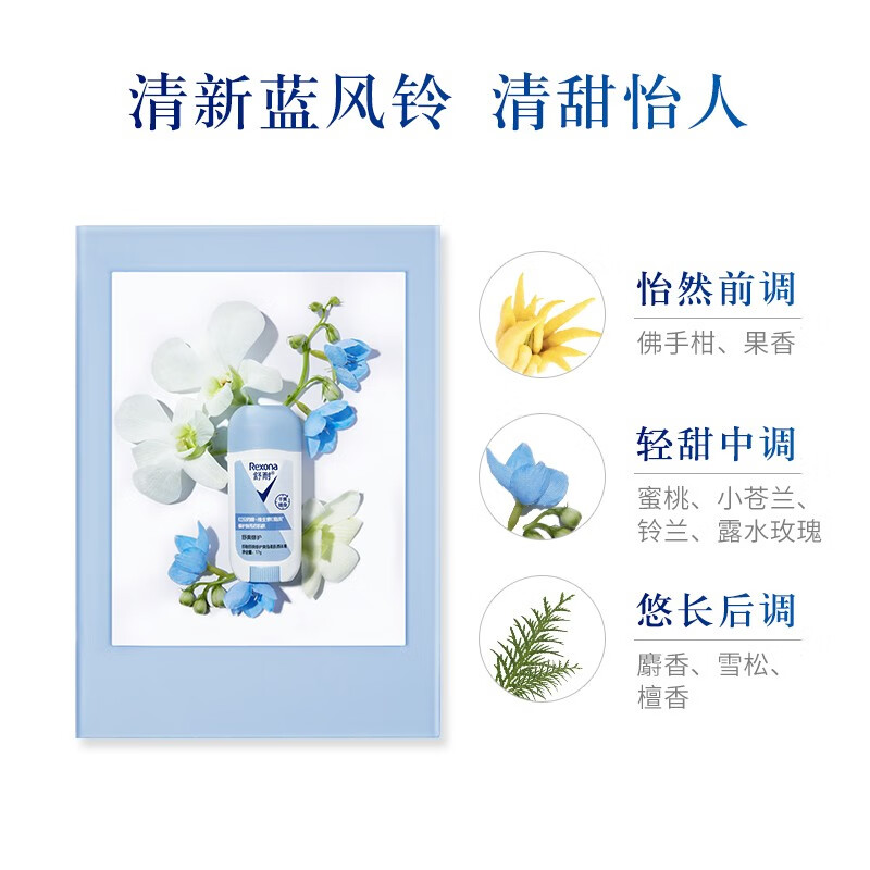 舒耐爽身止汗香体膏蓝风铃舒爽修护17g清爽止汗留香干爽随身男女士 蓝风铃香体膏17g*2个