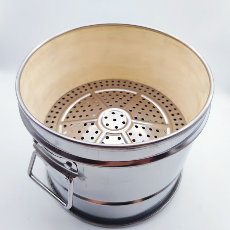 永司云南家用不锈钢蒸饭器 内嵌木板断糖饭蒸笼简约商用蒸子老式甑子