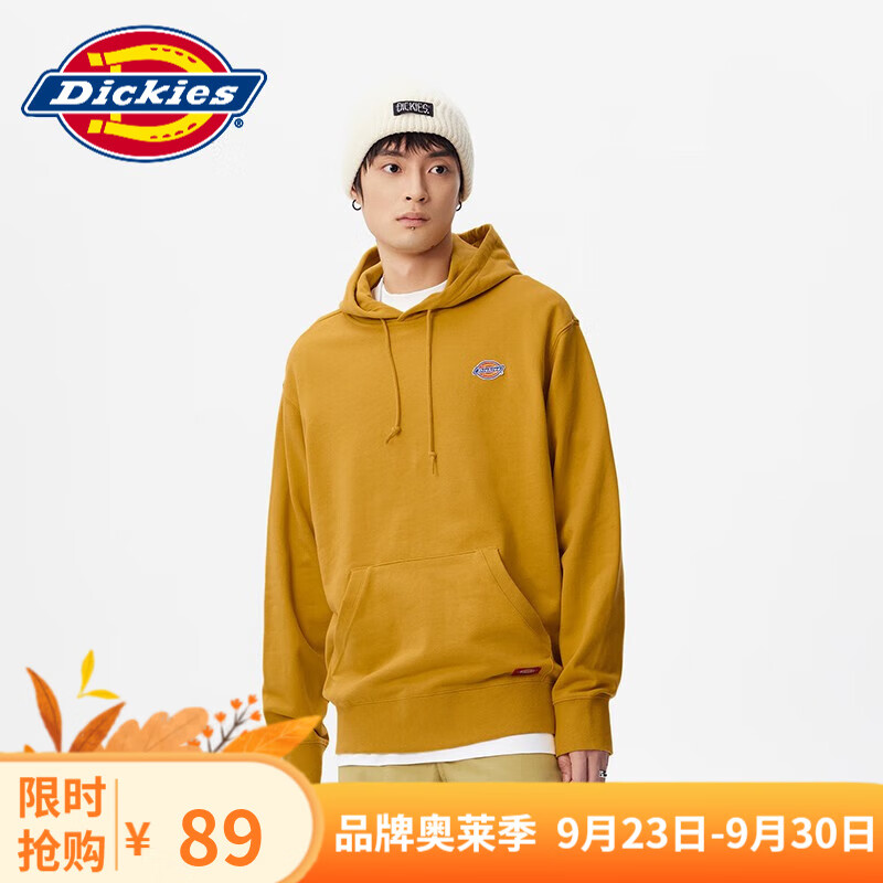 dickies【经典款】卫衣男女同款 印花连帽卫衣 毛圈布休闲上衣8874 姜黄色 00M属于什么档次？