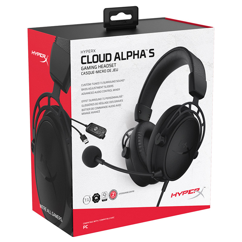 金士顿(Kingston) HyperX 阿尔法S 黑色 加强版7.1环绕音头戴式 电脑耳机 吃鸡神器 绝地求生耳麦