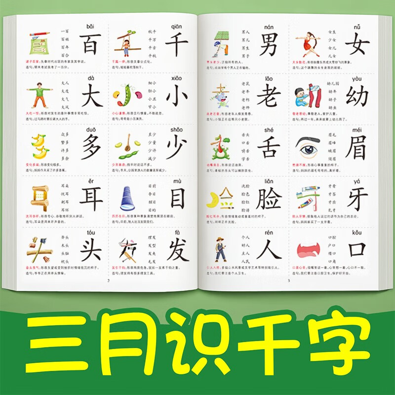 宝宝启蒙早教神器中大班学前班教材3-6岁幼小识字大王3000字1380字