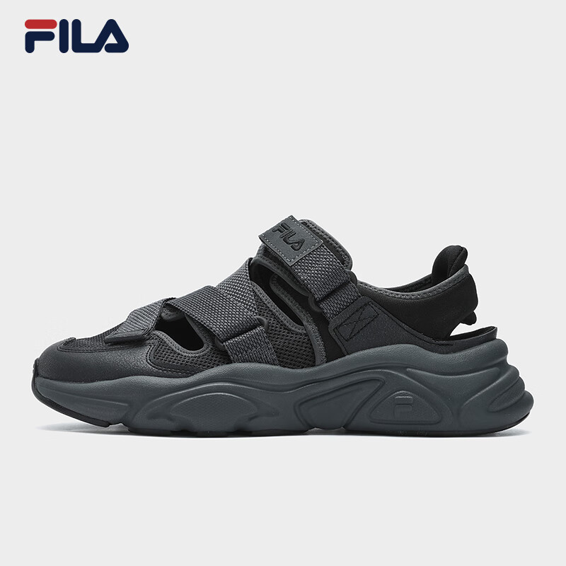 FILA 斐乐官方男鞋 MARS SANDAL复古凉鞋2024夏新款火星凉鞋 黑-BK 41