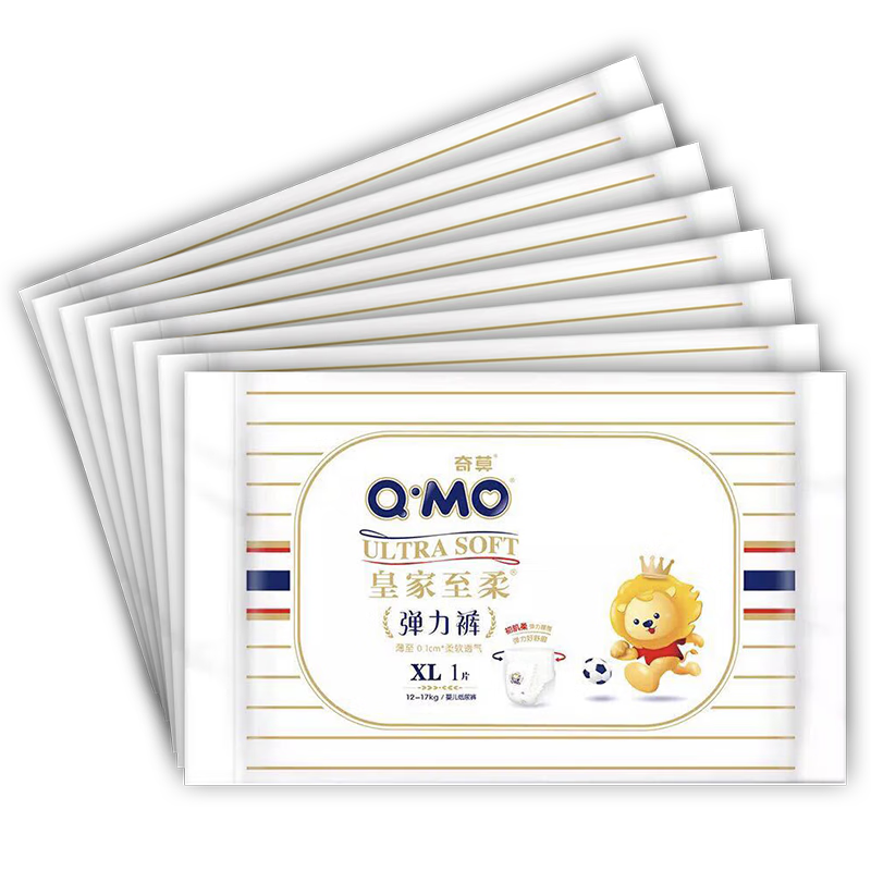 奇莫（Q-MO）皇家至柔纸尿裤【超市同款】柔软透气婴儿尿不湿弹力裤防漏 拉拉裤XL码6片【单片装】
