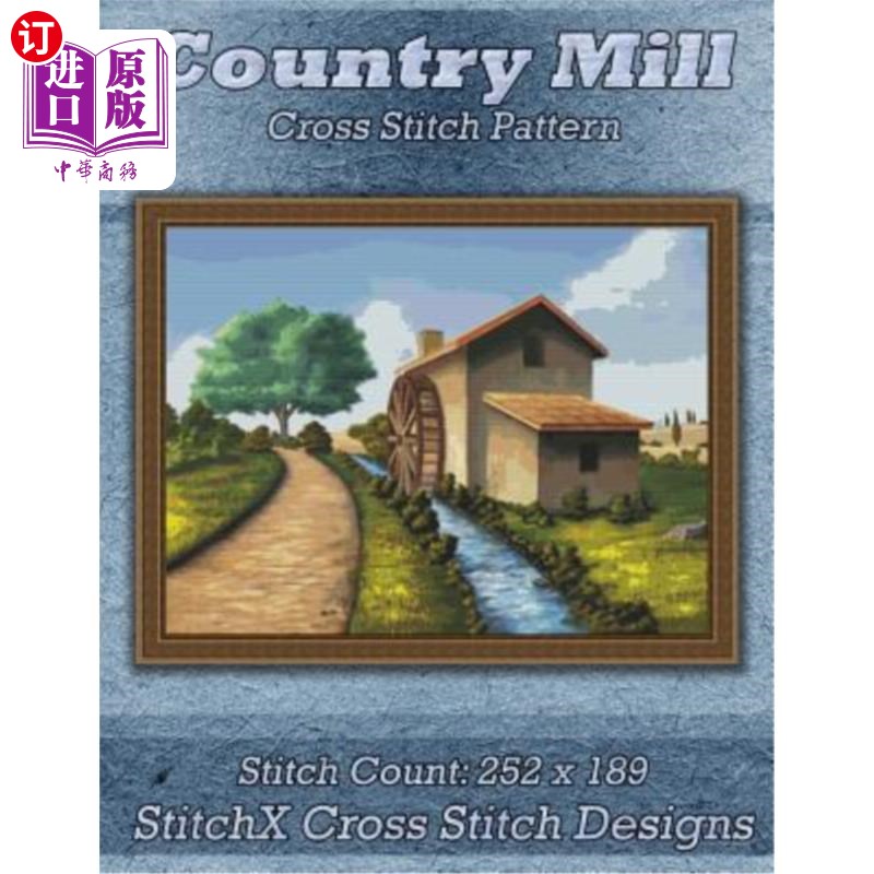 海外直订country mill cross stitch pattern 乡村磨坊十字绣图案