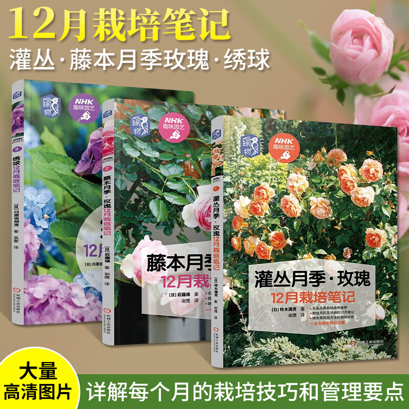 灌丛月季玫瑰 绣球 藤月季玫瑰12月栽培笔记养花书籍花卉园艺养殖书