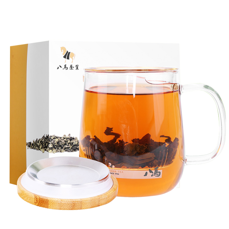 八马茶业 茶杯茶具 明博三件杯 玻璃茶杯带盖过滤泡茶杯 办公室水杯