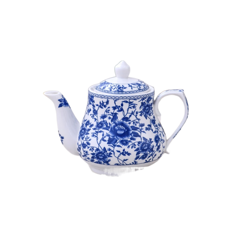 茗師集青花陶瓷茶壺家用耐高溫涼水壺過濾大容量泡茶壺酒店飯店陶瓷水壺 滿青壺 偏小 800ml 400mL(含)-2500mL(含)