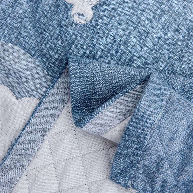 多兰诗（Duolanshi）原棉纱枕巾一对装 加大加厚卡通风简约吸汗透气柔软四季枕罩枕巾 暴力熊蓝 52cm*78cm 枕巾【一对装】