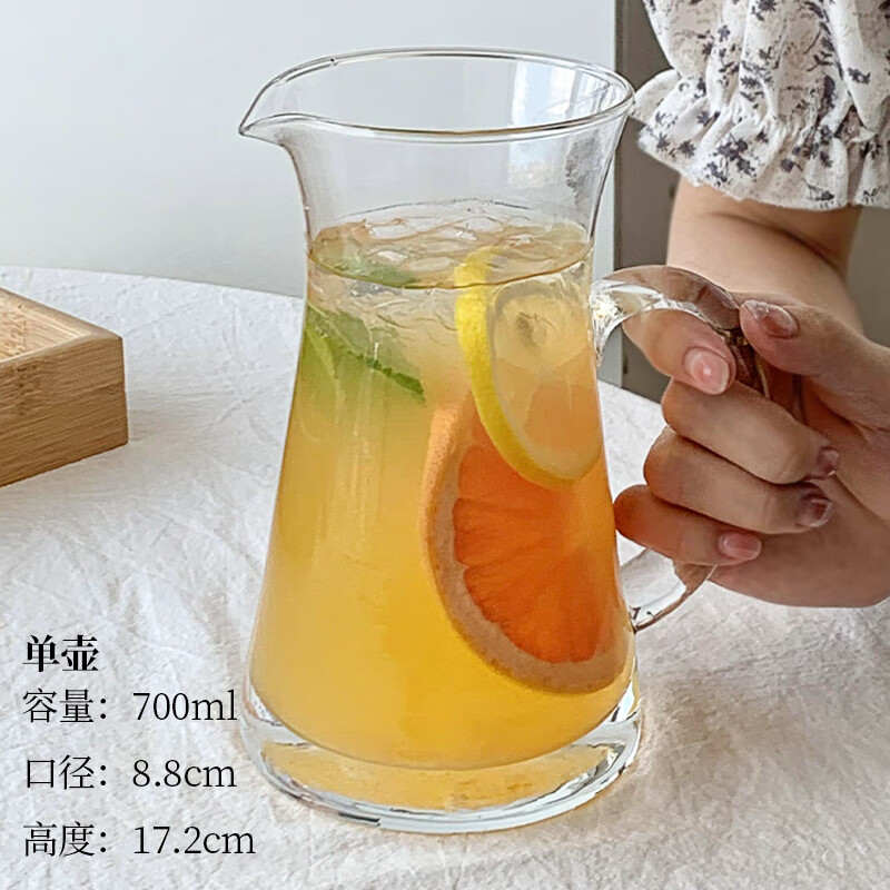 雅空冷泡茶杯大容量水果茶杯ins玻璃带把果汁杯家用夏季冷泡饮料 水果茶杯-700