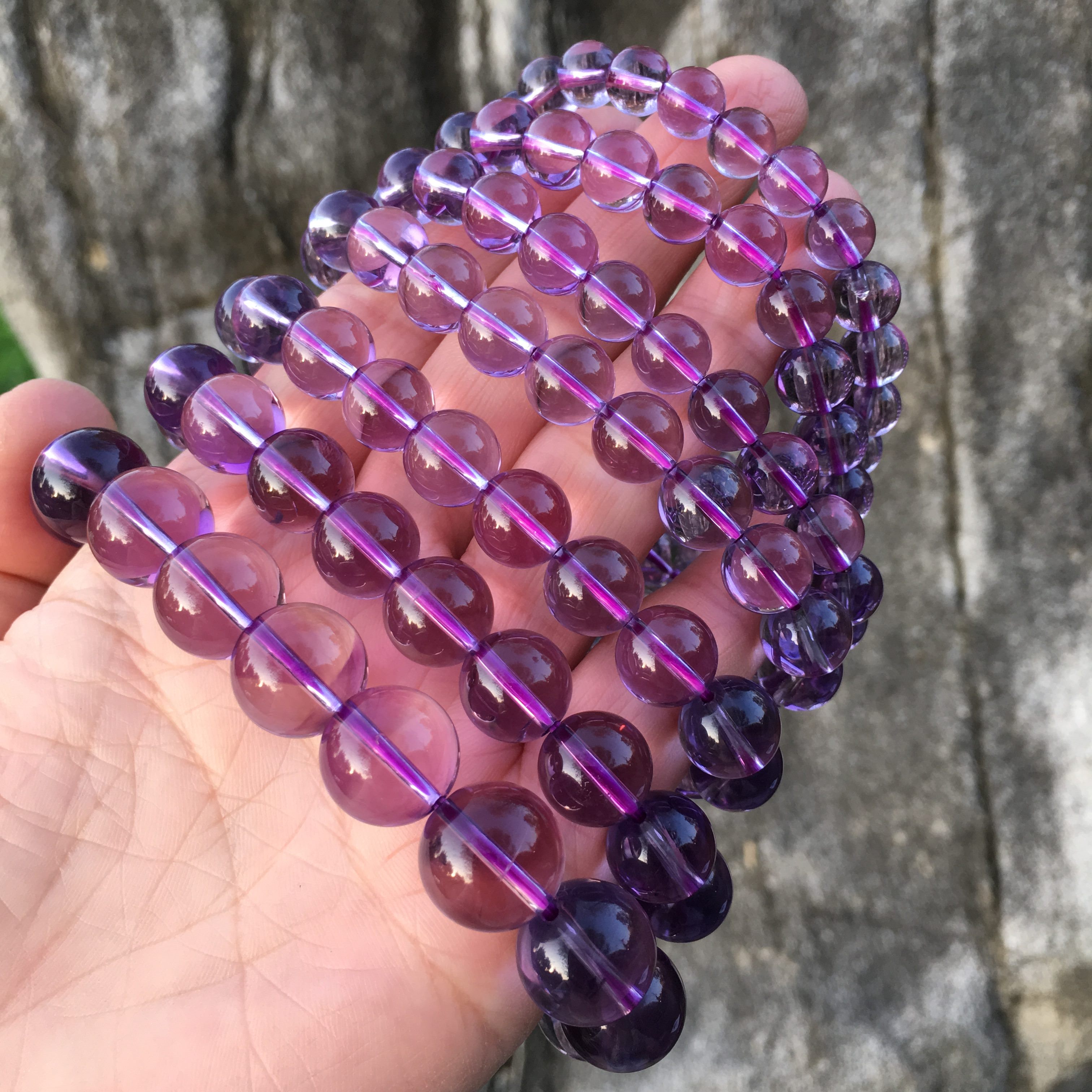 瓶凡天然紫水晶手链巴西冰种浅紫色收藏玻璃体巴西紫水晶手串情侣