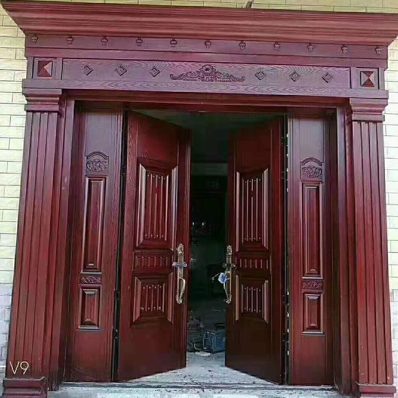 奢极大门庭院别墅大门进户门双开四开农村防盗安全大门 精雕板古典
