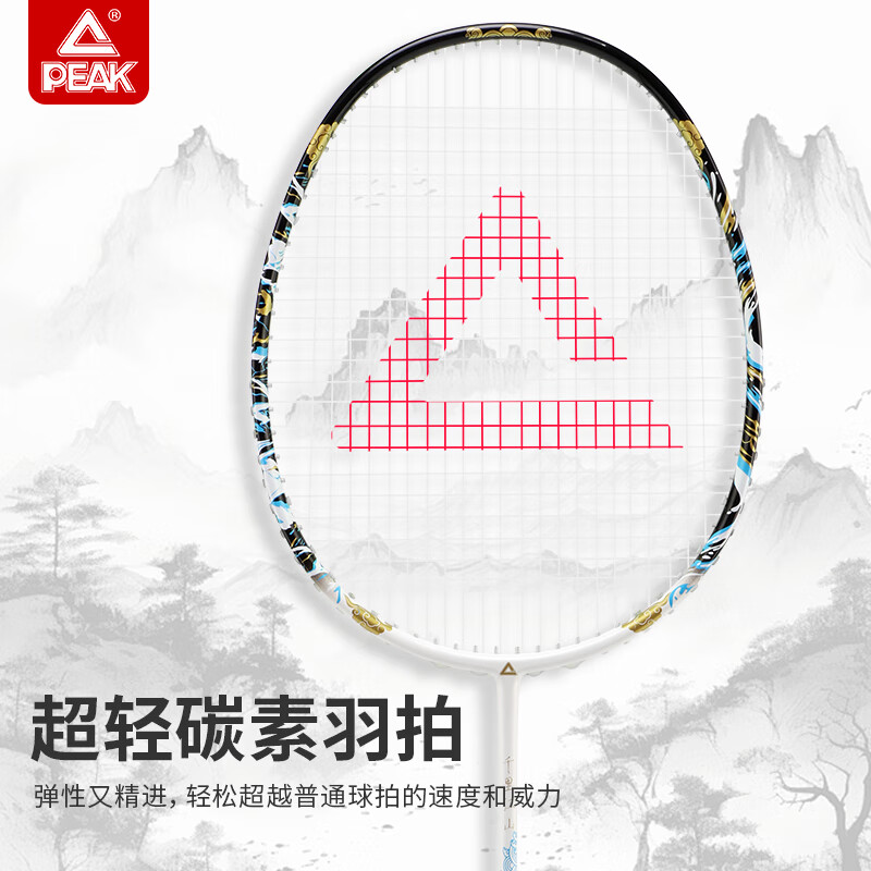 匹克（PEAK）羽毛球拍碳素超轻学生耐打耐用型初学者单怕单支套装男女通用 江山闪现蓝 5U全碳素28磅